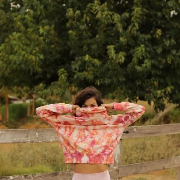 Women's Tie-Dye Sweatshirt - Orange and Pink - Picture 2 of 7